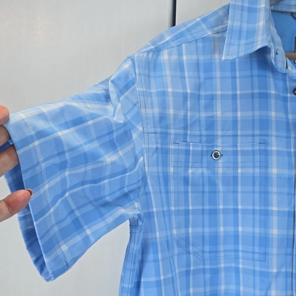 Lake & Trail Mens Blue/White PLAID Pocket Button down Shirt outdoors Sz.M - Picture 4 of 9